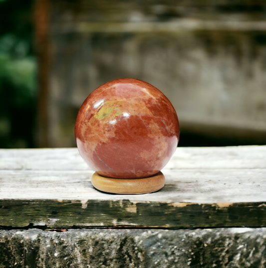 Red Jasper Crystal Sphere Ball - Rekhi / Healing / Energy . (365 - 375) gm