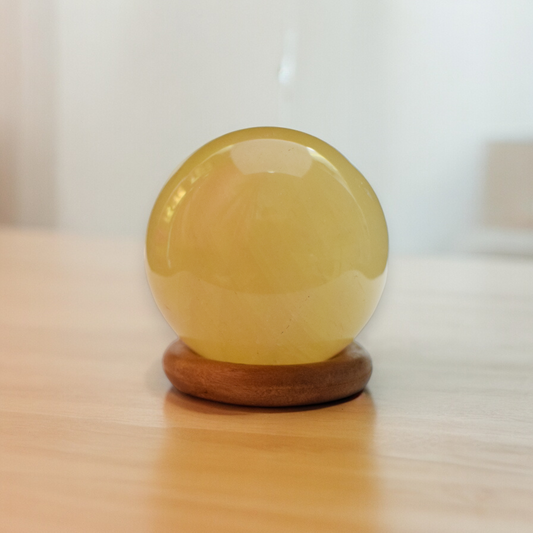 Yellow Calcite Crystal Sphere Ball - Rekhi / Healing / Energy . (240 - 250) gm