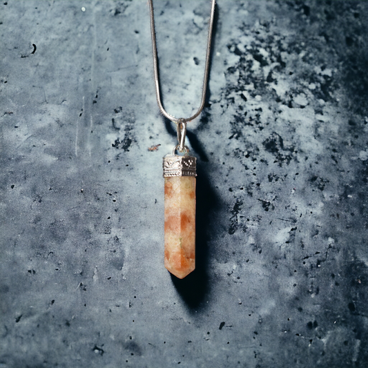 Sunstone Bullet/Pencil Shape Crystal Stone Pendant Locket