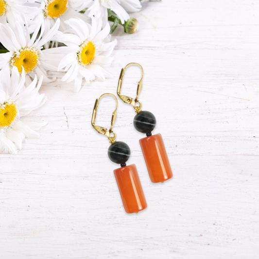 Carnelian & Sulemani Hakiik Drop Dangle Earrings