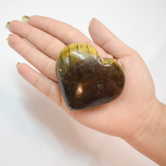 Tiger Eye Natural Healing Crystal Stone Heart Shape for Meditation  (130-140 Gm)