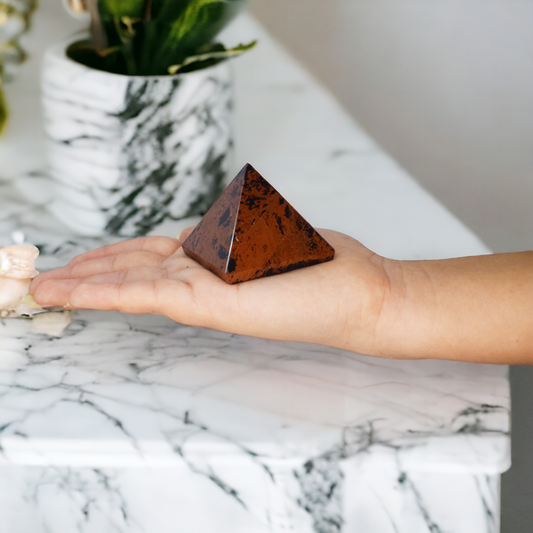 2" Natural Mahogany Obsidian Pyramid Crystal Stone for Reiki and Crystal Healing Stone Pyramids (90-100 gm)