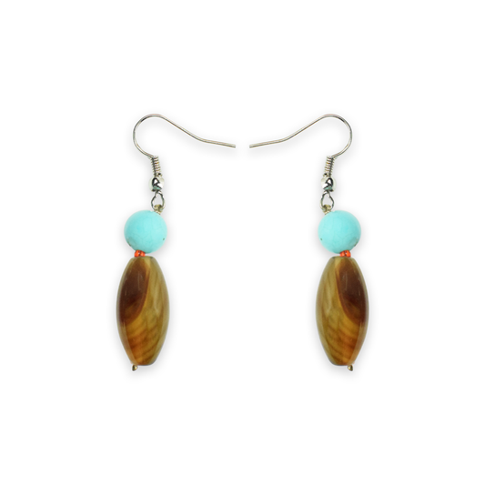 Turquoise & Carnelian Drop Dangle Earrings