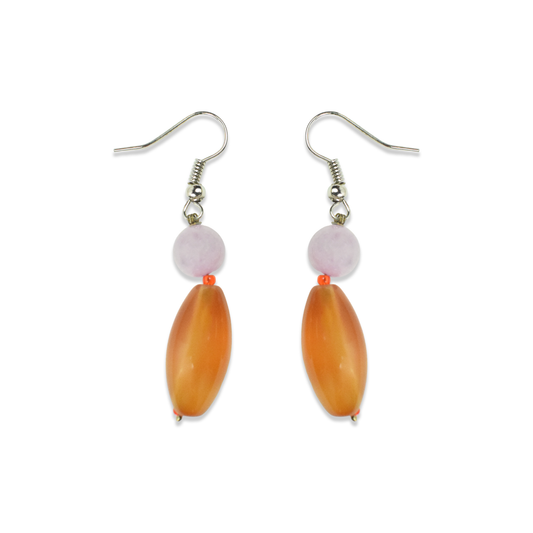 Amethyst & Carnelian Drop Dangle Earrings