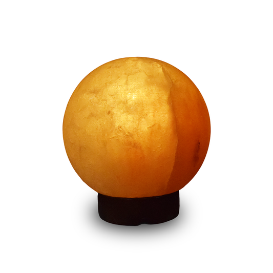 Globe Himalayan Rock Salt Lamp with Wooden Base