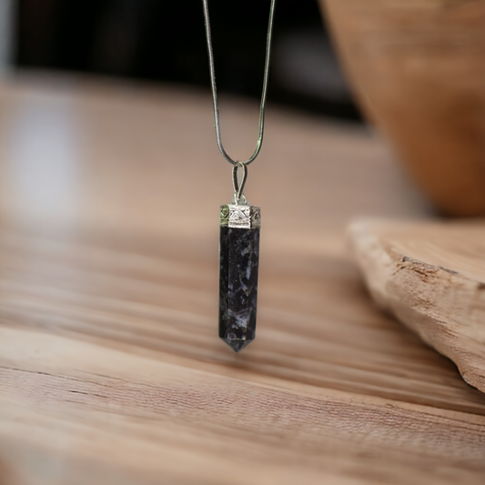 Snowflake Obsidian Bullet/Pencil Shape Crystal Stone Pendant Locket