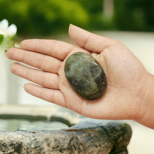 Natural Labradorite Healing Crystal palm Stone for Meditation (50-60 Gm)