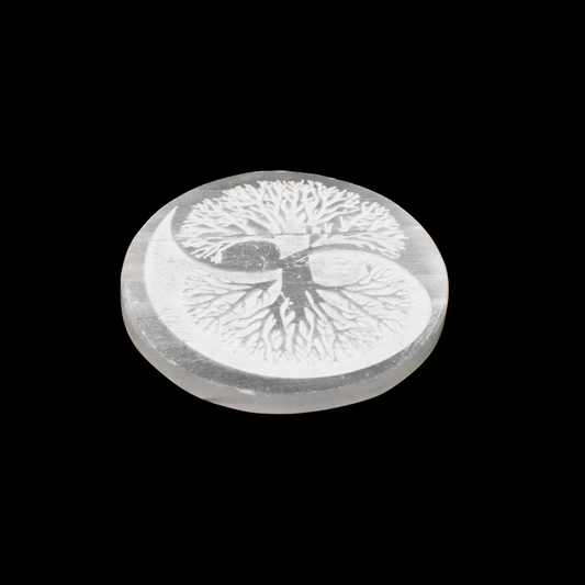 3" Selenite Ying Yang Tree Of Life Charging Plate