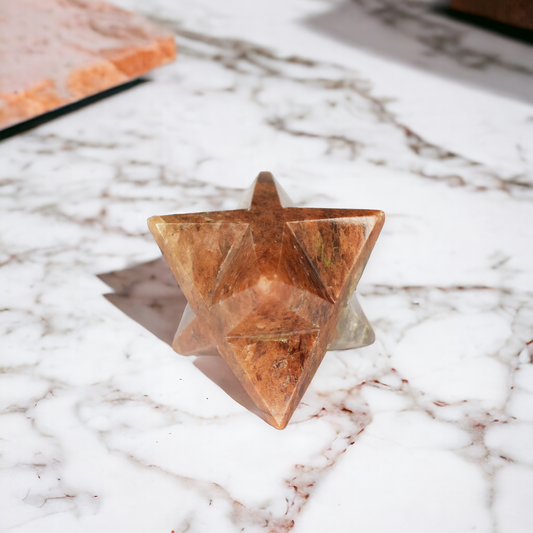 Natural Stawberry Quarts Stone Sacred Geomatry Merkaba Star for Meditation (220-230gm)