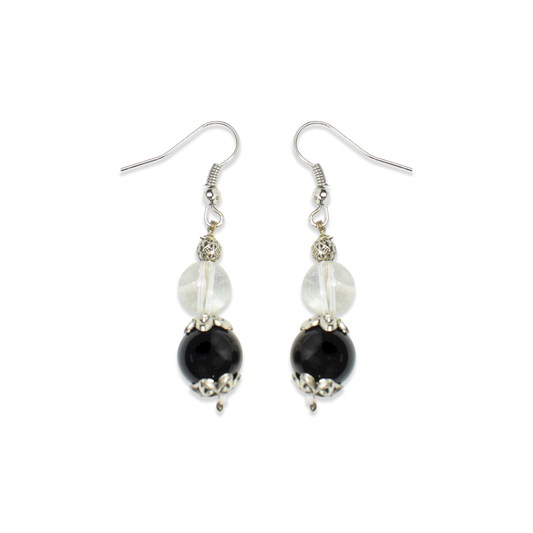 Spartik & Black Obsidian Drop Dangle Earrings