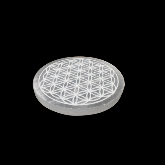 3.25" Selenite Flower Grid Round Charging Plate