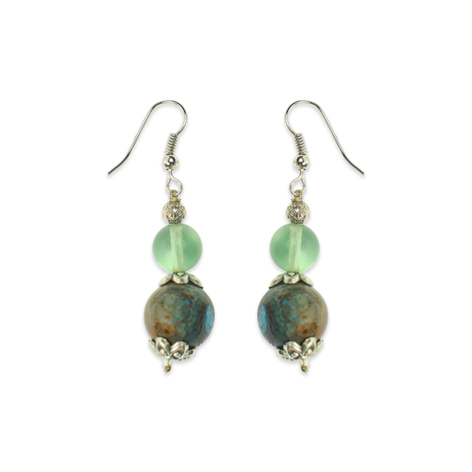 Flourite & Crysophase Drop Dangle Earrings