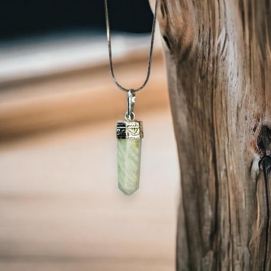 Amazonite Bullet/Pencil Shape Crystal Stone Pendant Locket