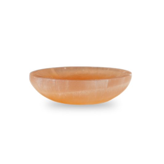 5.75" Orange Selenite Round Bowl, Crystal for Cleansing & Charging