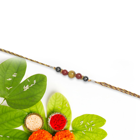 Crystals Rakhi For Health & Wealth ( Tiger+ Carnelian+ Hematite ) D No. R-13