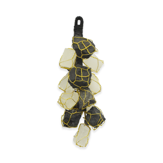 Selenite and Black Tourmaline Tumble Stones For Door Hanging & Car Hanging