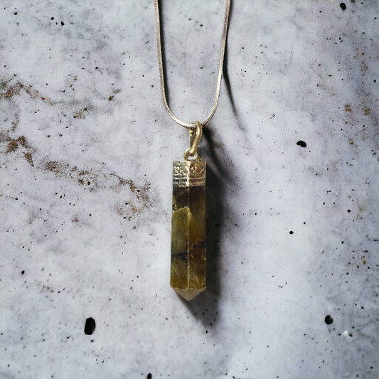 Labradorite Bullet/Pencil Shape Crystal Stone Pendant Locket