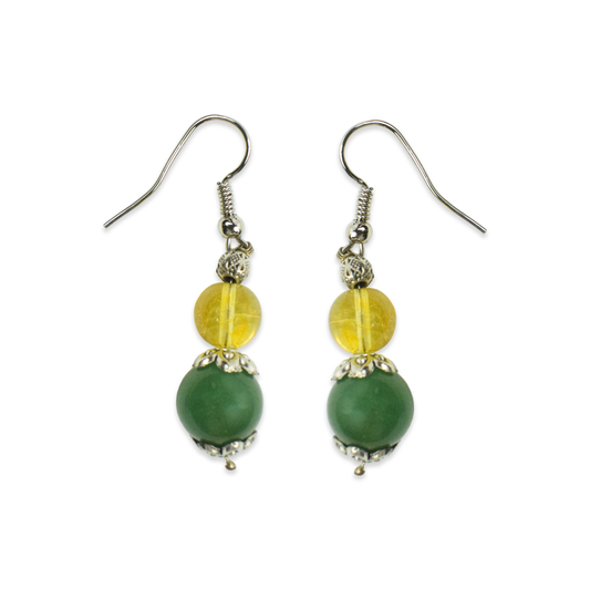 Citrine & Green Aventurine Drop Dangle Earrings