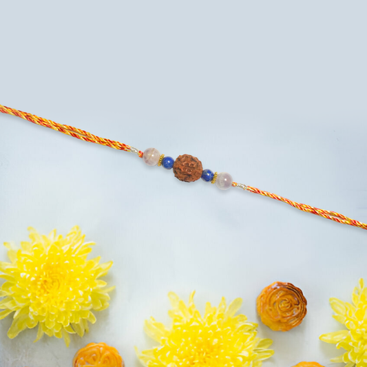 Crystals Rakhi For Education( Rudraksha+ Lapis+ Amethyst ) D No. R-08