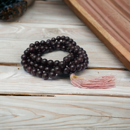 Natural Garnet Mala 8 mm Round beads, Natural Healing Stone for Japa 108 Beads