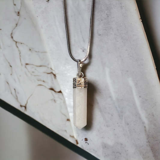 Scolecite Bullet/Pencil Shape Crystal Stone Pendant Locket