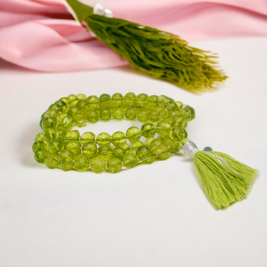 Peridot Mala (Heated treated) 8 mm Round beads, Healing Stone for Japa 108 Beads