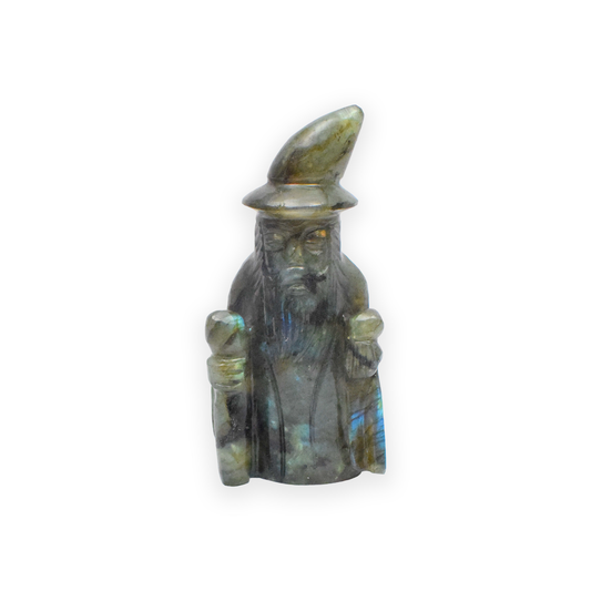 4" Labradorite Wizard Statue Figurine for Home Decoration