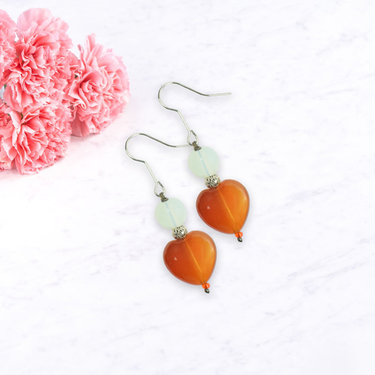 Carnelian & Opolite Drop Dangle Earrings