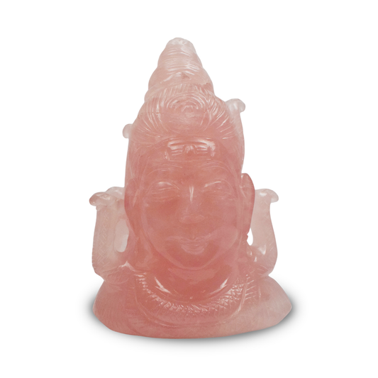 6.5'' Rose Quartz Shiva Head Crystal Idol Showpieces-1492 Gm (Approx.) Statue Figurine for Home Decoration