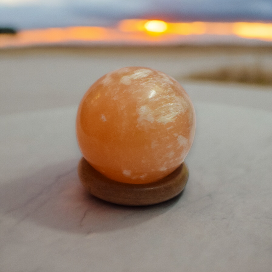 Orange Selenite Crystal Sphere Ball - Rekhi / Healing / Energy . (130 - 140) gm