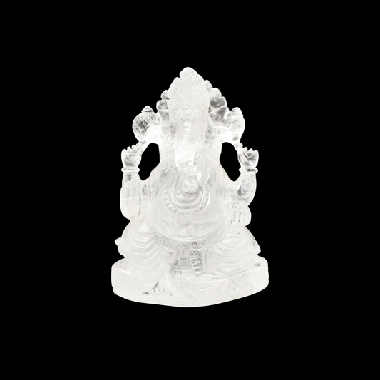 4.5'' White Quartz Ganesha Crystal Idol Showpieces-584 Gm (Approx.) Statue Figurine for Home Decoration