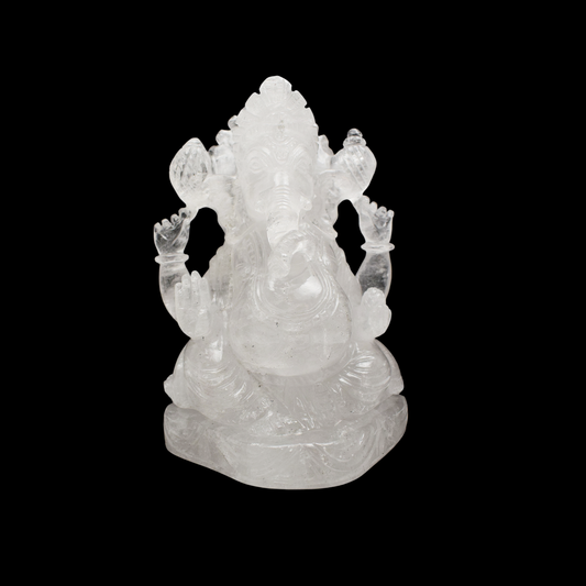 6'' Clear Quartz Ganesha Crystal Idol Showpieces 1142 Gm (Approx)  Statue Figurine for Home Decoration