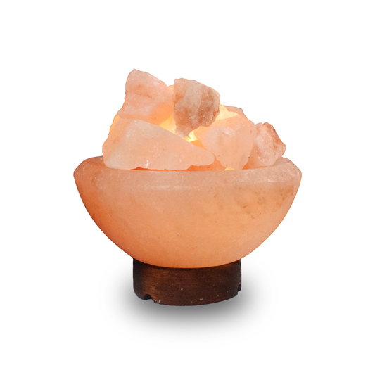 Firebowl Himalayan Rock Salt Lamp with Wooden Base