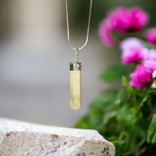 Serpentine Bullet/Pencil Shape Crystal Stone Pendant Locket