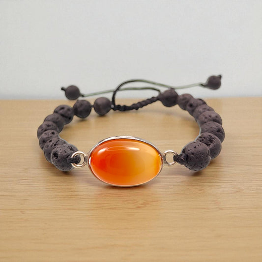 Carnelian & Lava Stone Energy Bracelet 8 mm