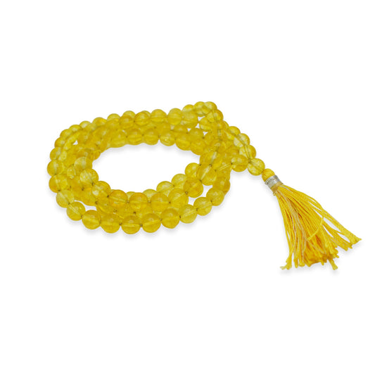 Natural Citrine Mala 8 mm Round beads, Natural Healing Stone for Japa 108 Beads