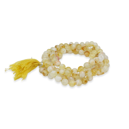 Natural Citrine Mala 8 mm Round beads, Natural Healing Stone for Japa 108 Beads