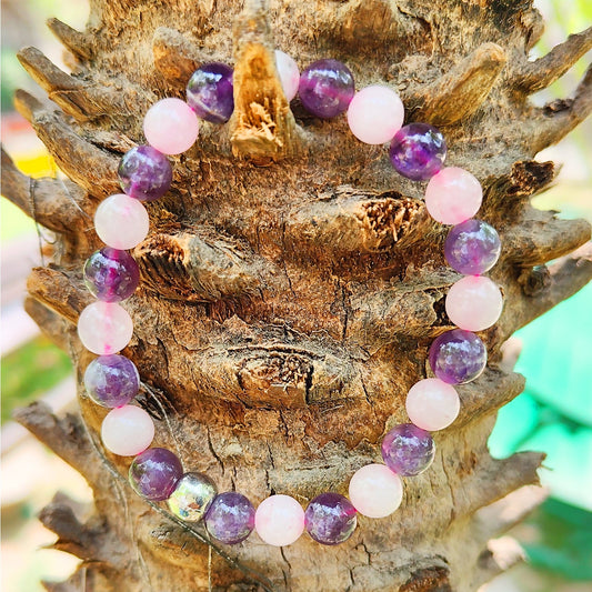 Crystal Bracelet for Harmony and Love |  Combination Bracelet | Rose + Amethyst