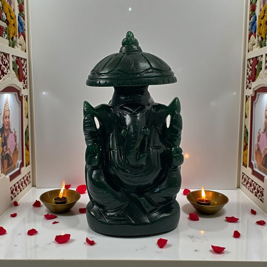 Natural Green Aventurine Lord Ganesha Idol for Wealth & Prosperity