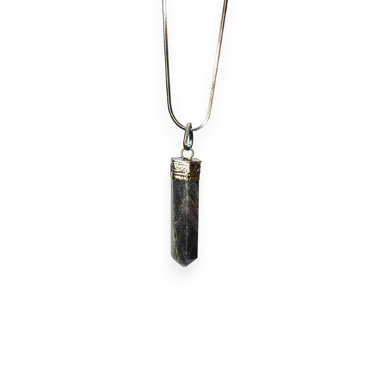 Ruby Zosite Bullet/Pencil Shape Crystal Stone Pendant Locket