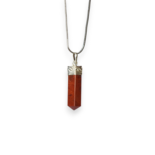 Red Jasper Bullet/Pencil Shape Crystal Stone Pendant Locket