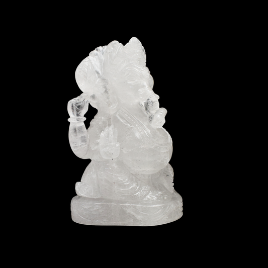 6'' Clear Quartz Ganesha Crystal Idol Showpieces 1142 Gm (Approx)  Statue Figurine for Home Decoration