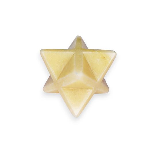 Natural Yellow Aventurine Stone Sacred Geomatry Merkaba Star for Meditation ( 220-230 gm)