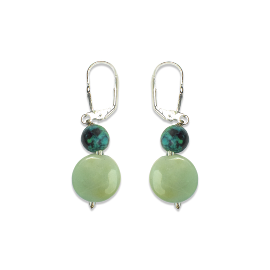 Azurite & Green Aventurine Drop Dangle Earrings