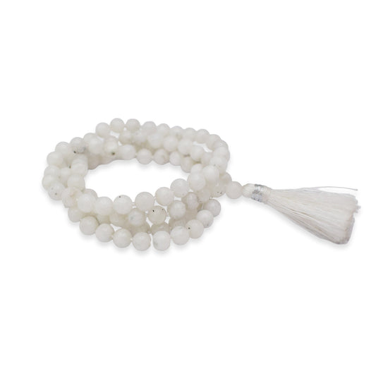 Natural Moonstone Mala 8 mm Round beads, Natural Healing Stone for Japa 108 Beads