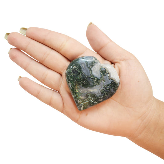 Moss Agate Natural Healing Crystal Stone Heart Shape for Meditation  (60-70 Gm)