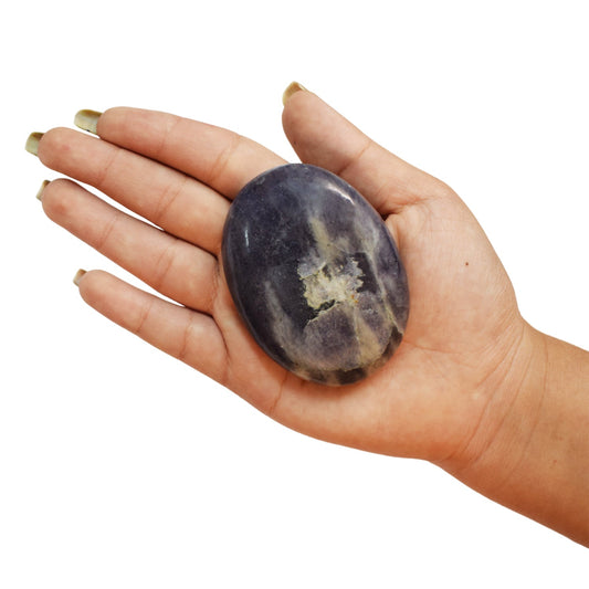 Natural Iolite Healing Crystal palm Stone for Meditation (100-110 Gm)