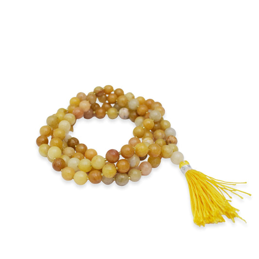 Natural Yellow Aventurine Mala 8 mm Round beads, Natural Healing Stone for Japa 108 Beads