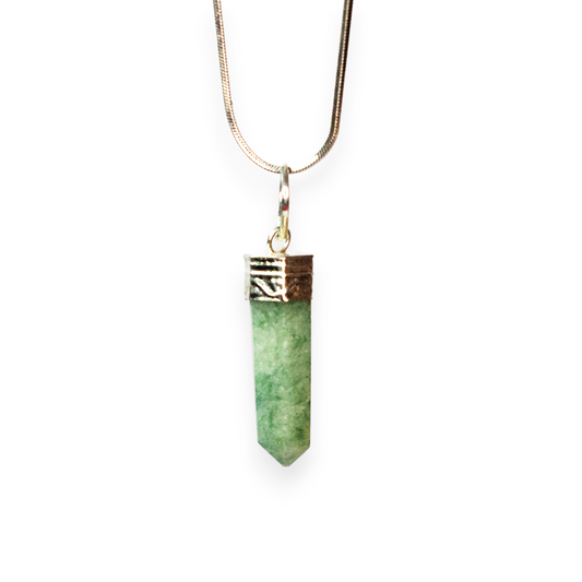 Green Aventurine Bullet/Pencil Shape Crystal Stone Pendant Locket