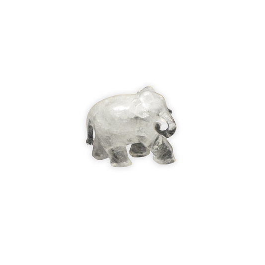 3" Natural Clear Quartz Elephant Showpiece - 350  Gm (Approx)